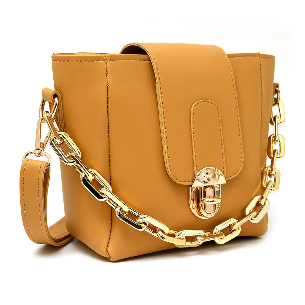 Chain Cross Body Bag Color-Yellow