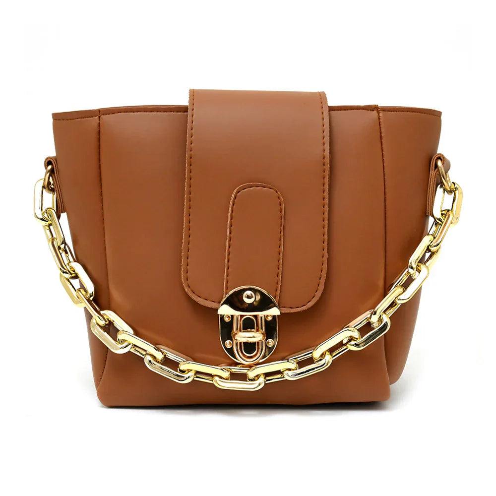 Chain Cross Body Bag Color-Brown