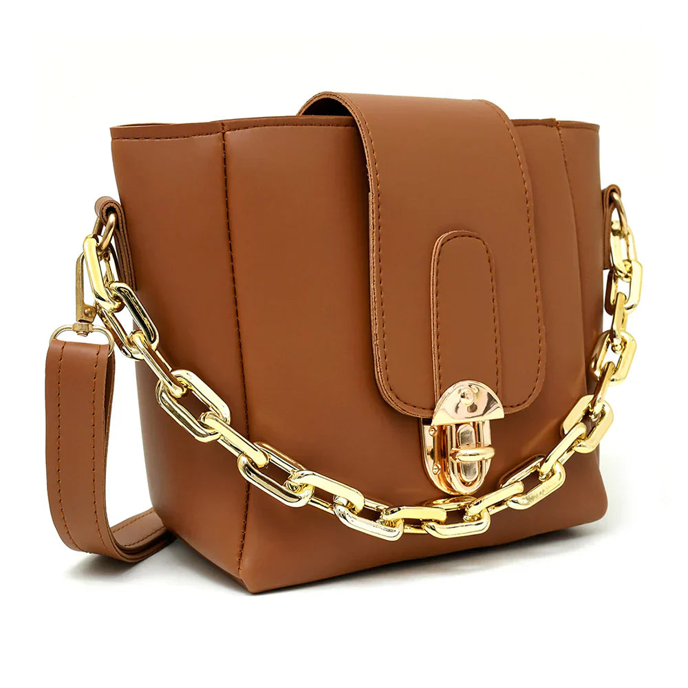 Chain Cross Body Bag Color-Brown