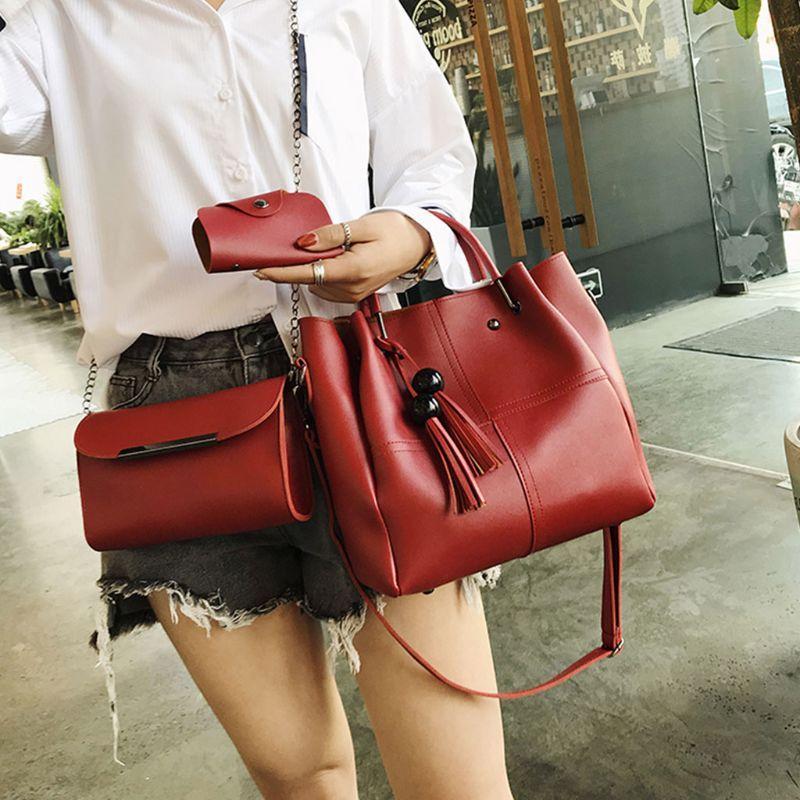 3 in 1 Piece Vintage Trendy HandBag For Women- Maroon