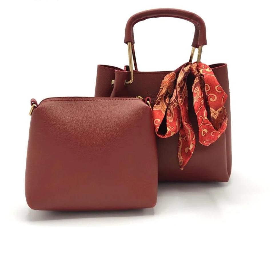 2 in 1 Piece Small Glamorous Handbags For women-Maroon