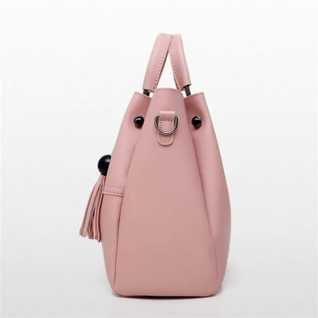 3 in 1 Piece Vintage Trendy HandBag For Women- Pink