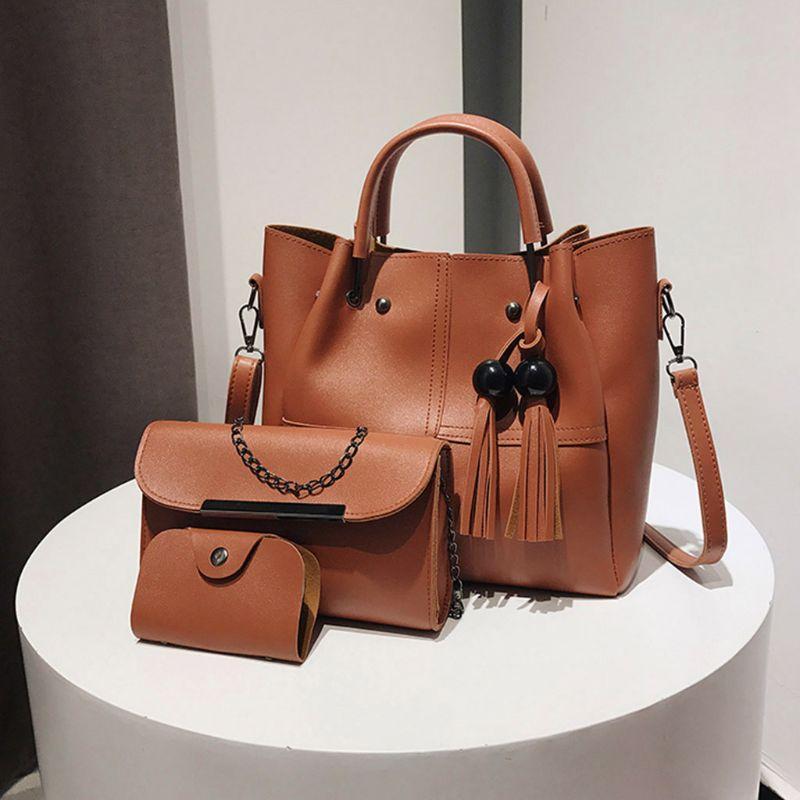 3 in 1 Piece Vintage Trendy HandBag For Women- Mustrad Brown