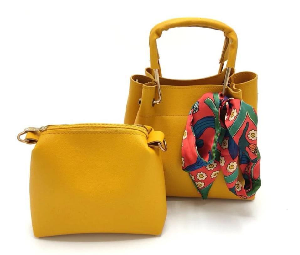 2 in 1 Piece Small Glamorous Handbags For women-Yellow